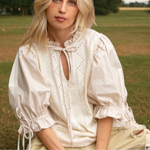 The PENELOPE Puff Sleeve Sweater Top - Picture 1 of 6